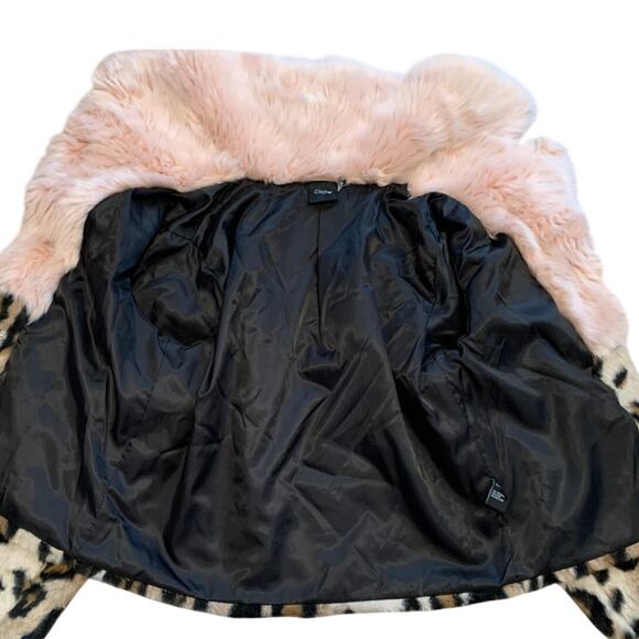 Cliche' Nordstrom Faux Fur Leopard Pink Fur Collar Short Jacket Wool/acrylic XS - Picture 8 of 8